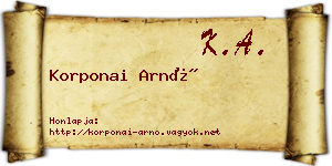 Korponai Arnó névjegykártya